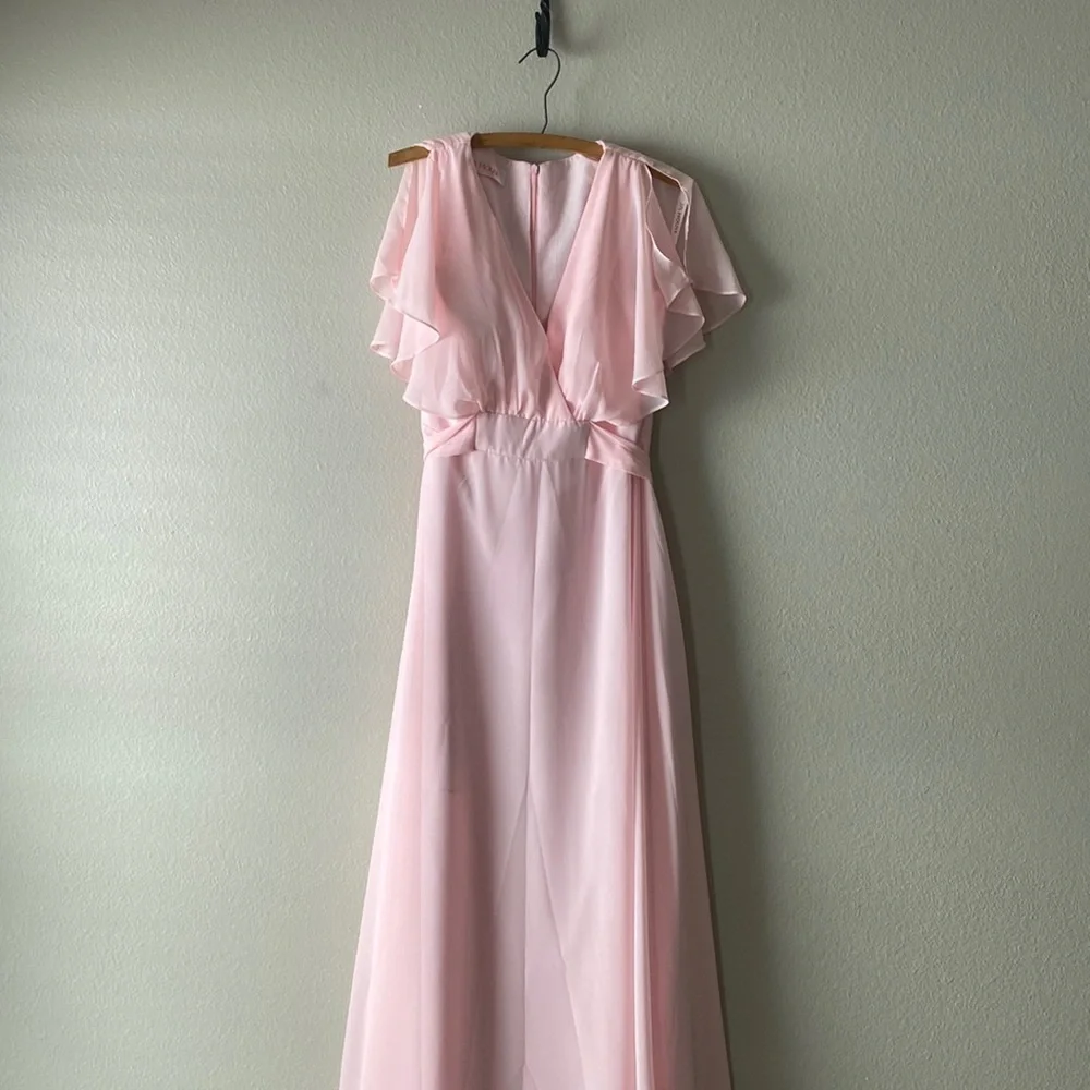 JJ’s House A-Line V-neck Floor-Length Chiffon Bridesmaid Dress - Picture 6 of 13